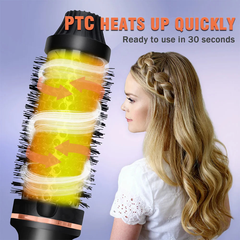 3-in-1 Ionic Hair Curler Straightener Thermal Brush Heated Styling Brush Double PTC Curling Iron Anti-Scald Hair Curler Comb