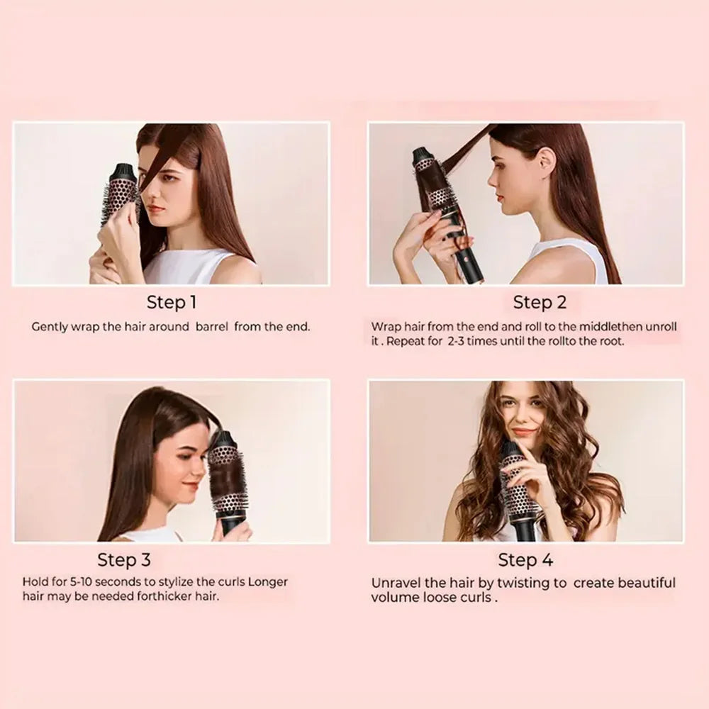 3-in-1 Ionic Hair Curler Straightener Thermal Brush Heated Styling Brush Double PTC Curling Iron Anti-Scald Hair Curler Comb