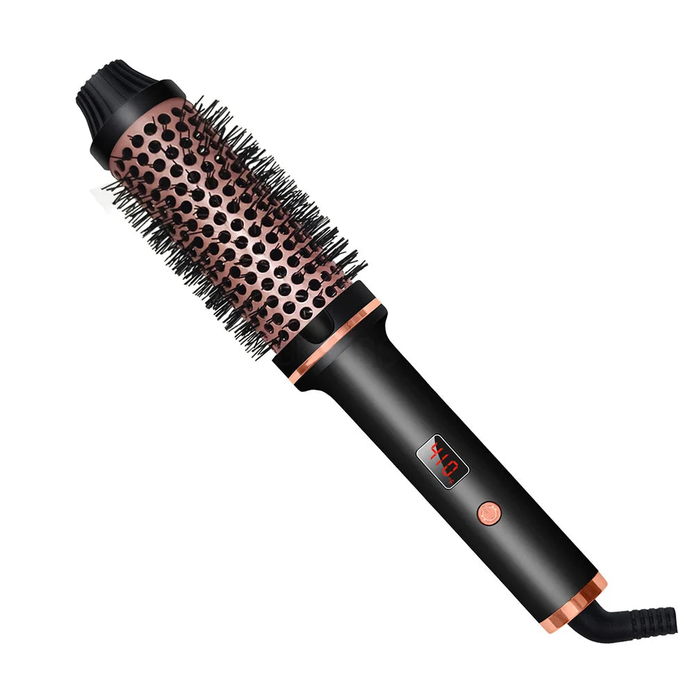 3-in-1 Ionic Hair Curler Straightener Thermal Brush Heated Styling Brush Double PTC Curling Iron Anti-Scald Hair Curler Comb