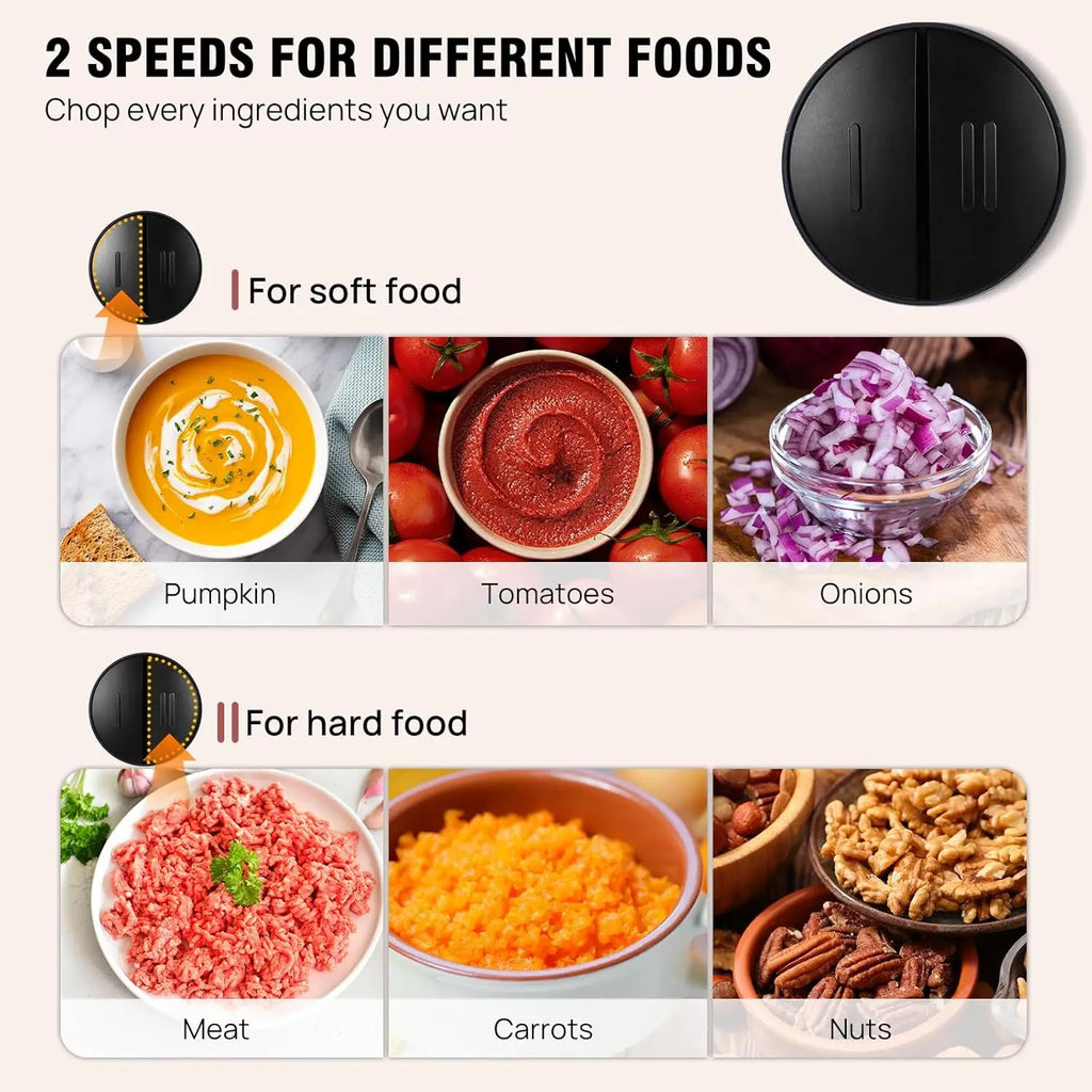 300W Fruit & Vegetable Chopper 2L Food Processor Small Meat Grinder Electric Dicer with 2 Speeds