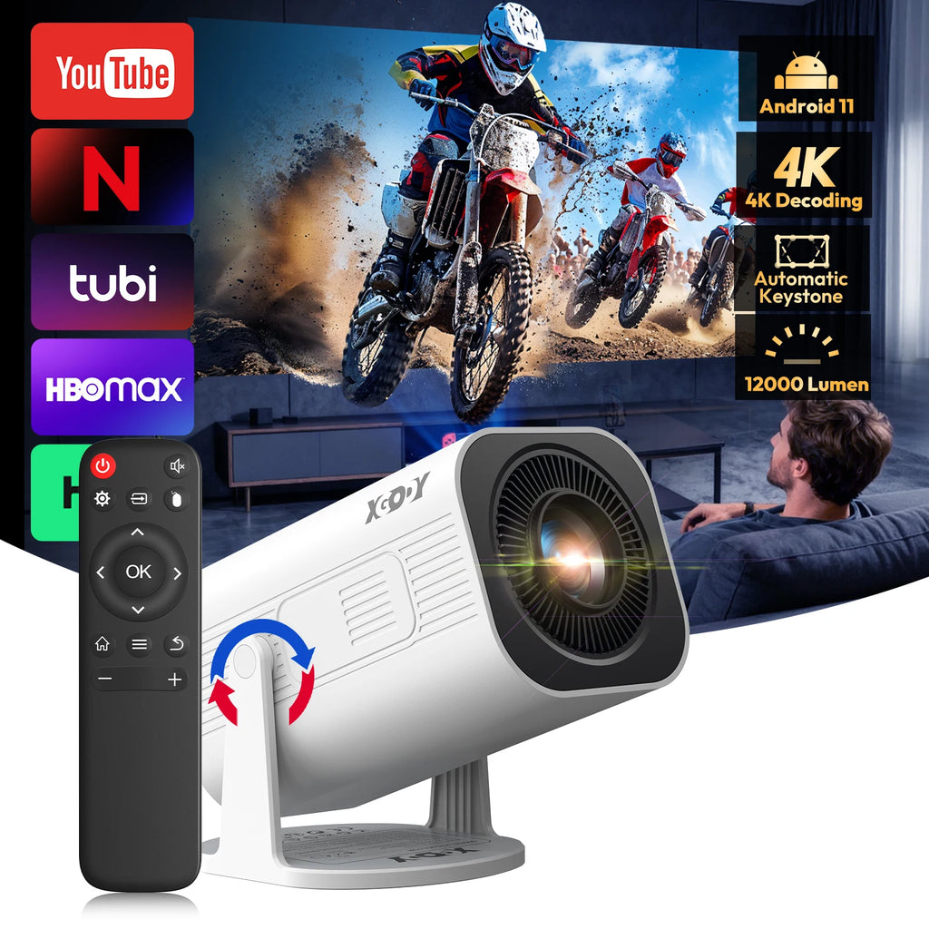Xgody Gimbal 3 Pro Projector 4K Wifi6 Android Mini Beamer Wifi 1280*720P Home Theater Outdoor Portable